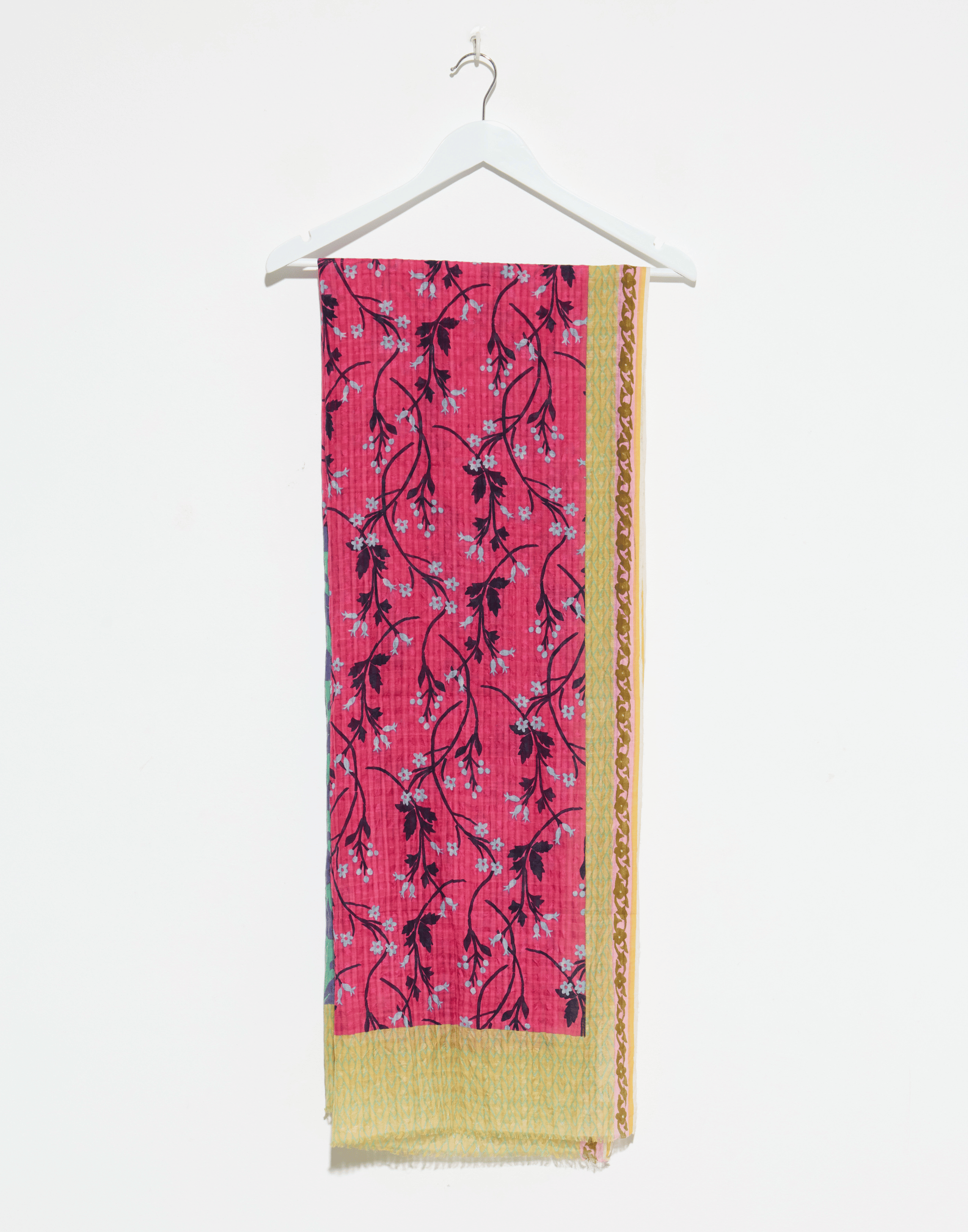 Fuchsia Floral Cotton & Silk Scarf