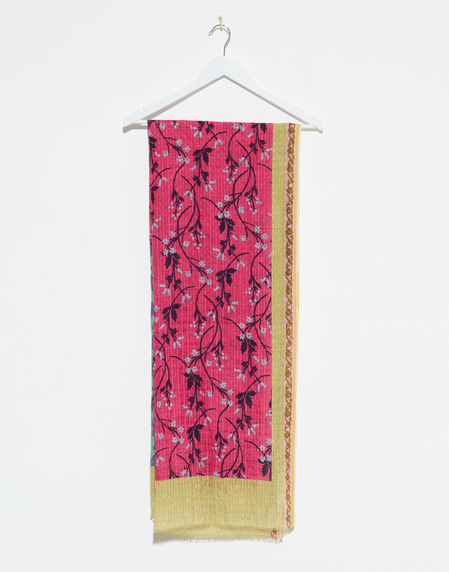 Fuchsia Floral Cotton & Silk Scarf