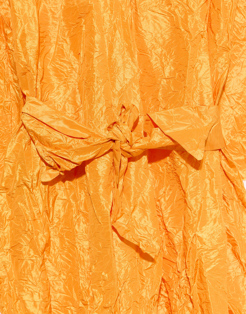 Yellow Silk Spicchi Collo Lavato Dress