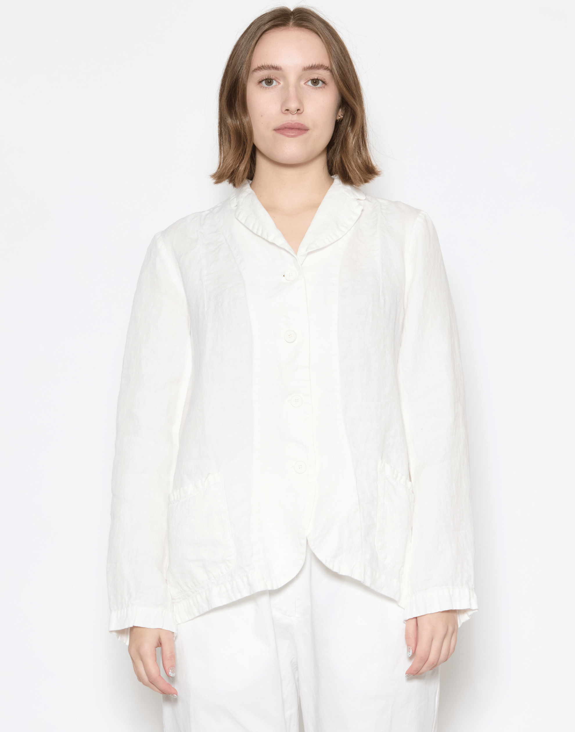 Optic White Linen Denim Lijian Jacket