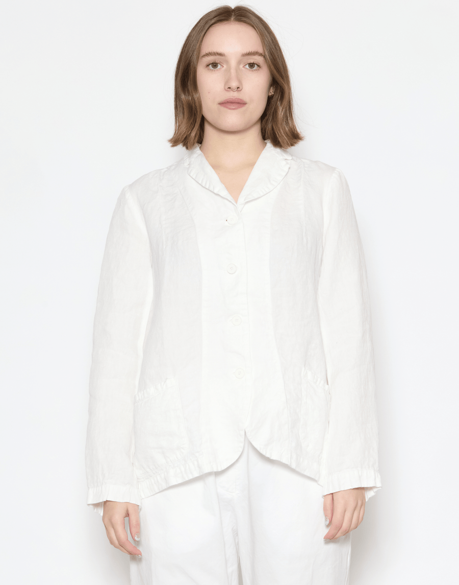 Optic White Linen Denim Lijian Jacket