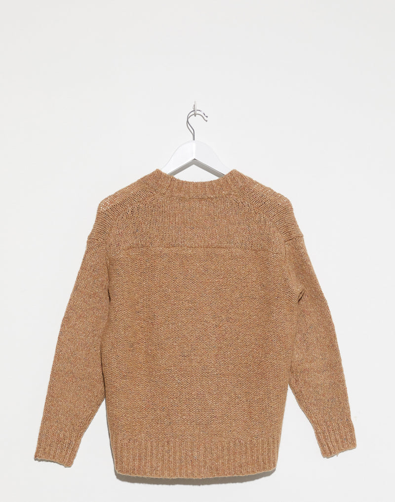 Beige Wool Blend V Neck Cardigan