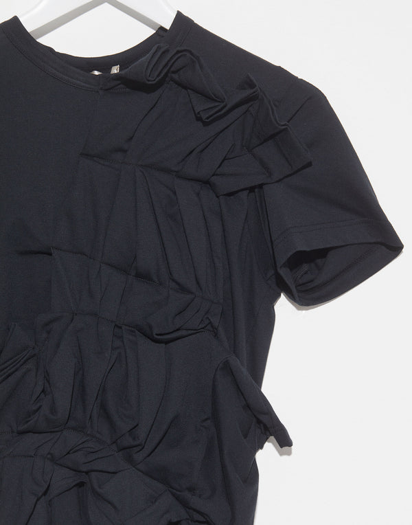 Black Ruffle Detail T-Shirt