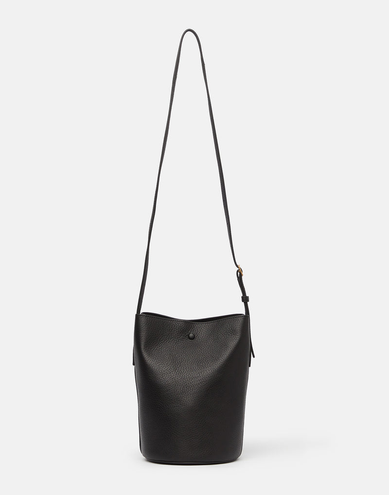 Black Leather Phoebe Bucket Bag