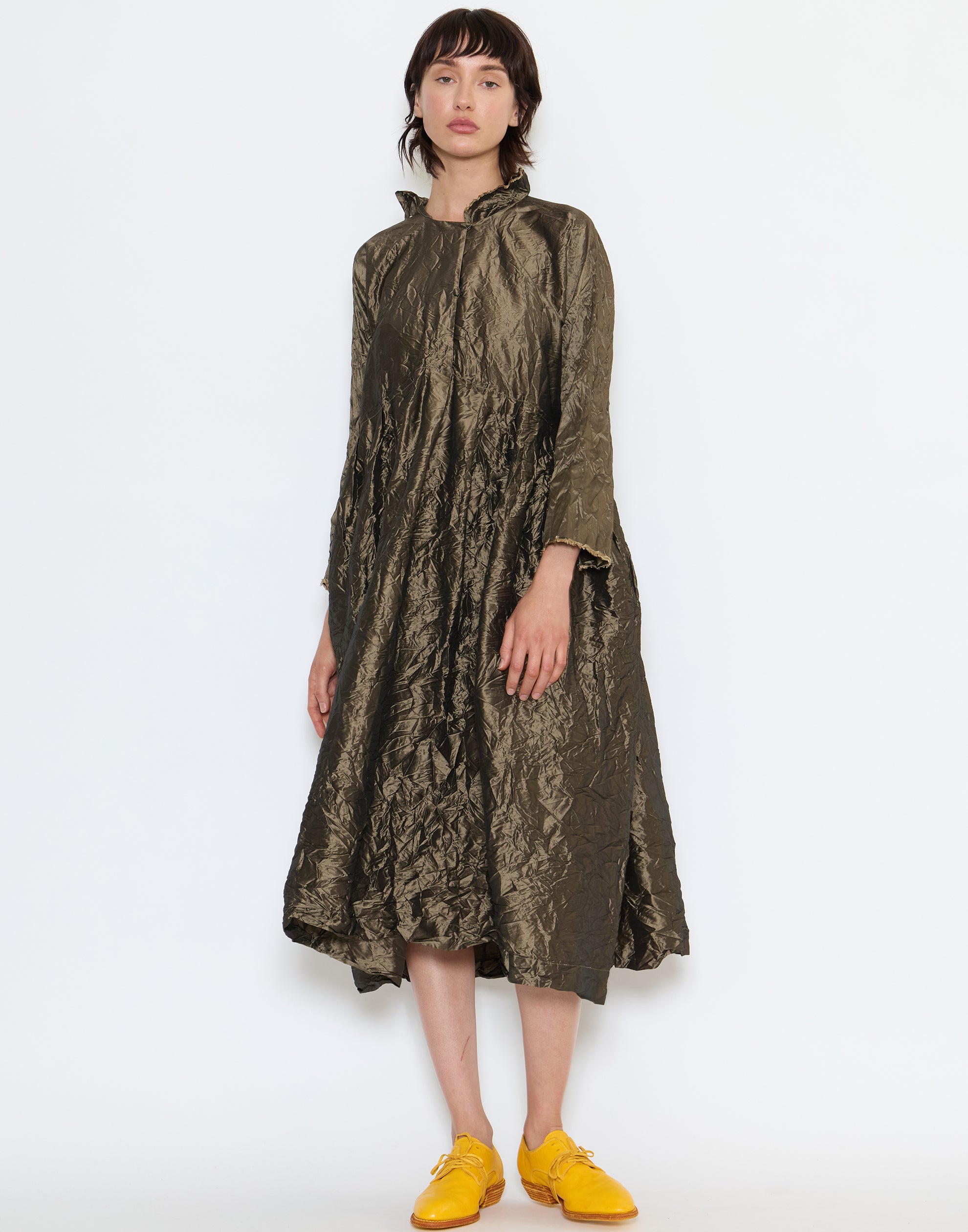 Bronze Silk Operaio Bianco Lavato Dress