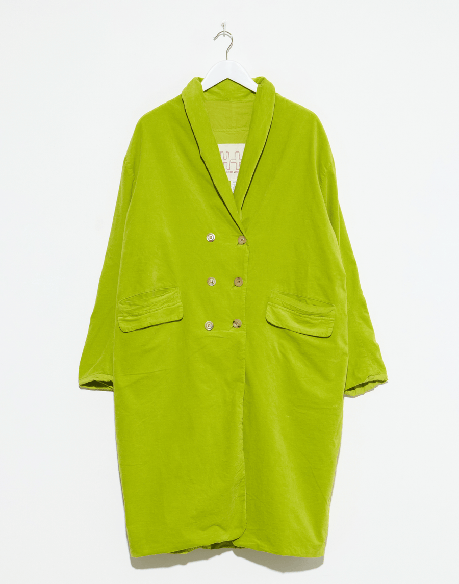 Chartreuse Cotton Velvet Mathilde Coat