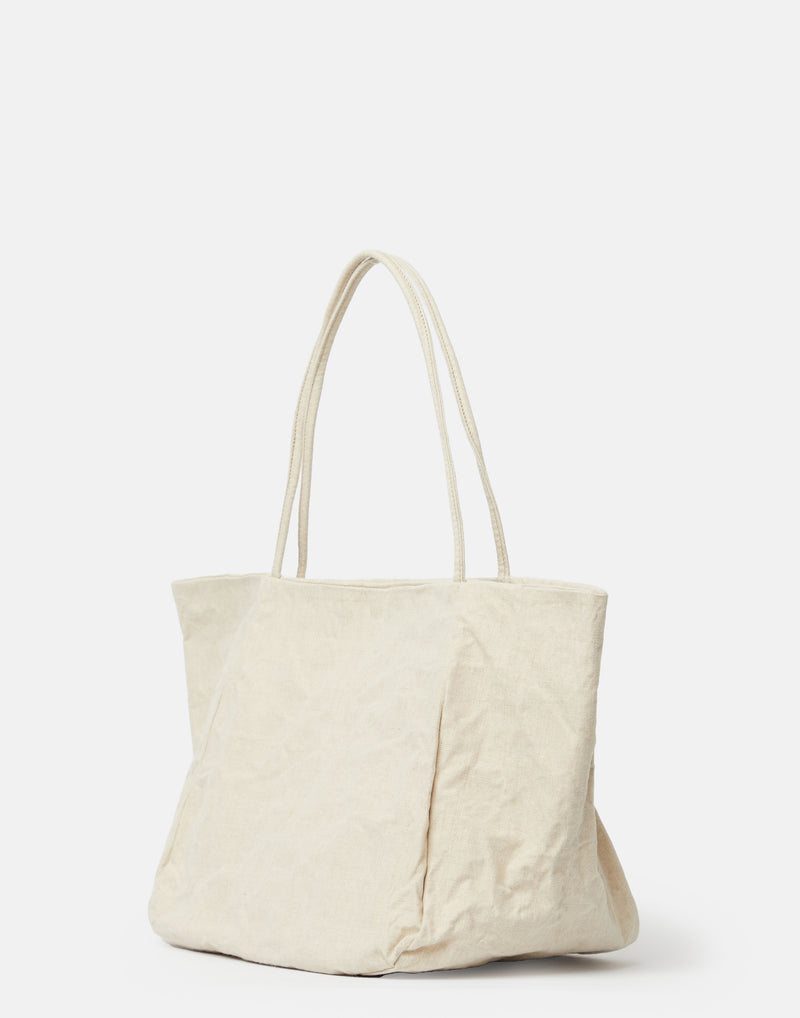 Natural Linen & Metallic Foil Victoria Bag