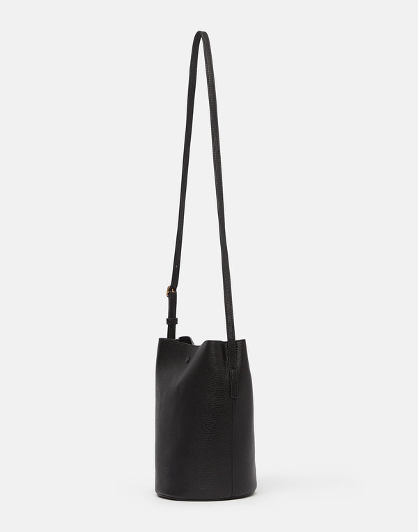 Black Leather Phoebe Bucket Bag