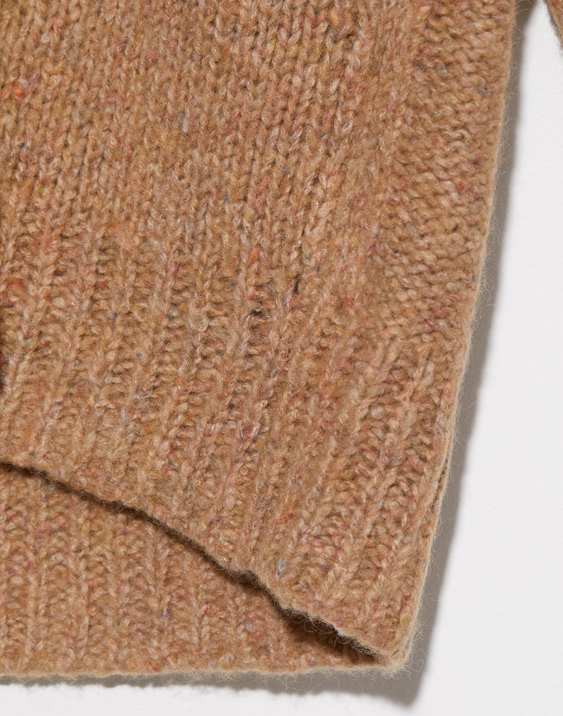 Beige Wool Blend V Neck Cardigan