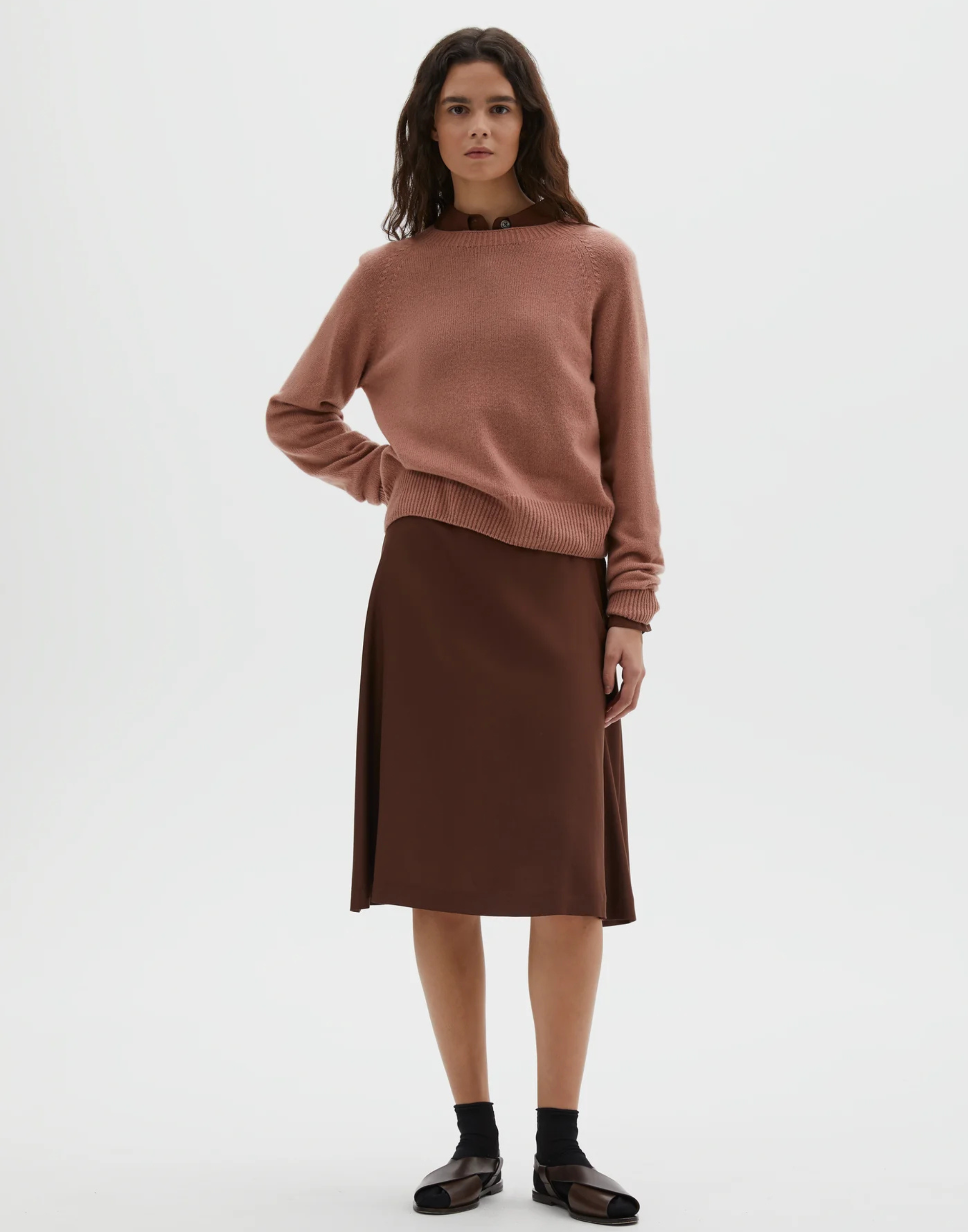 Rose Cashmere & Wool Classic Crew Pullover