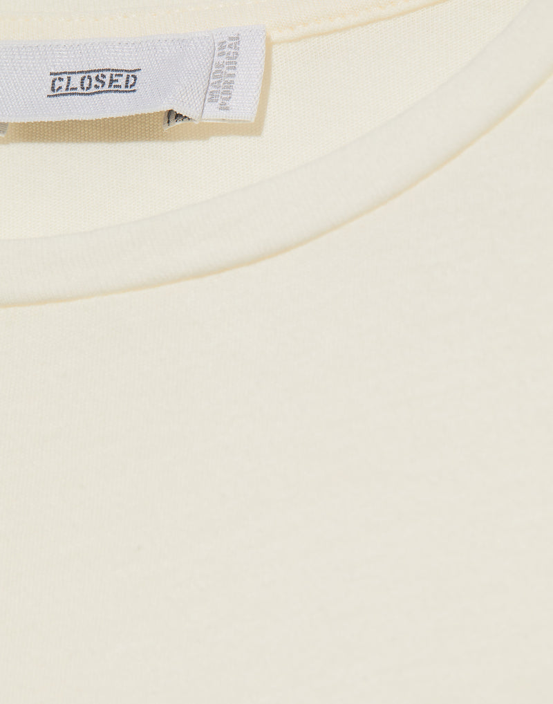 Ecru Cotton Basic T-Shirt