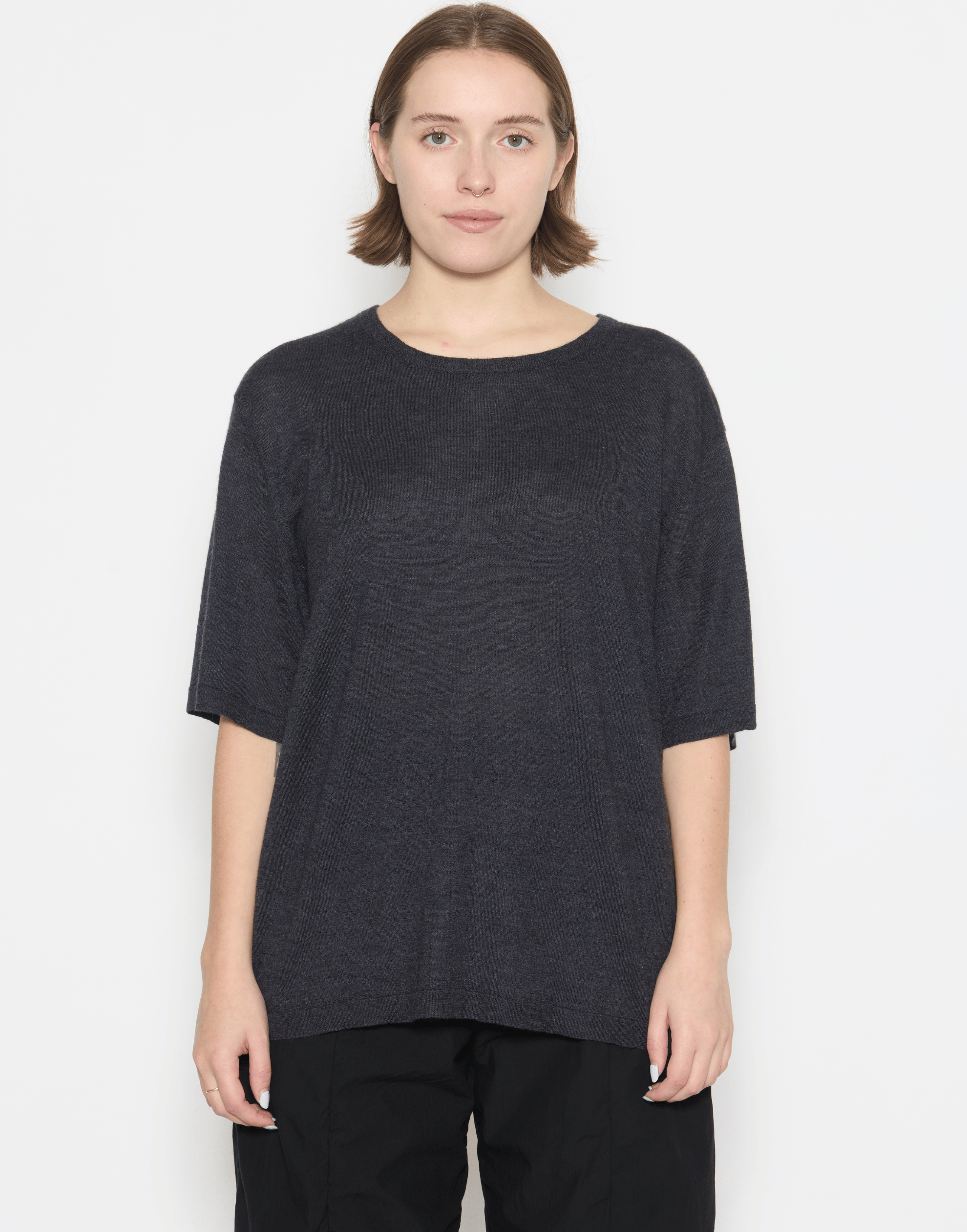 Graphite Cashmere & Silk Sen Knitted T-Shirt