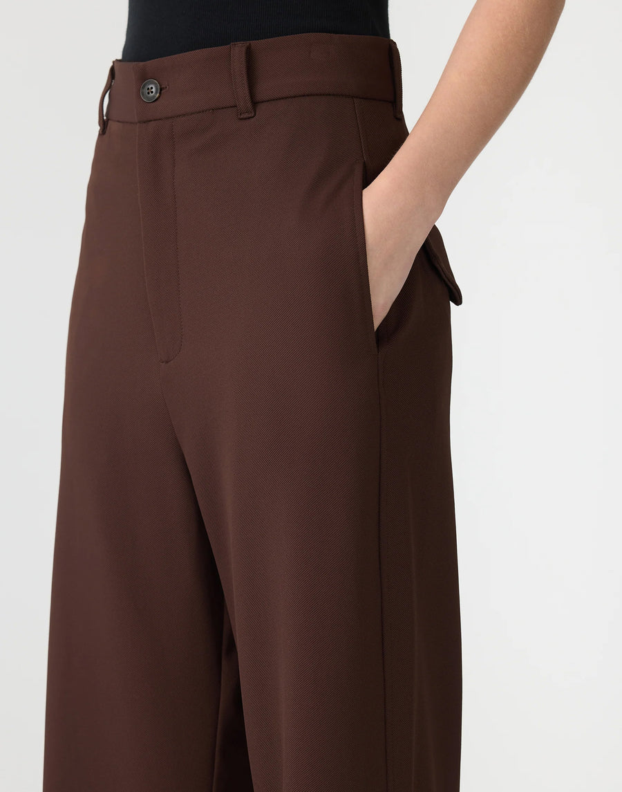Carob Stretch Twill Tailored Pants