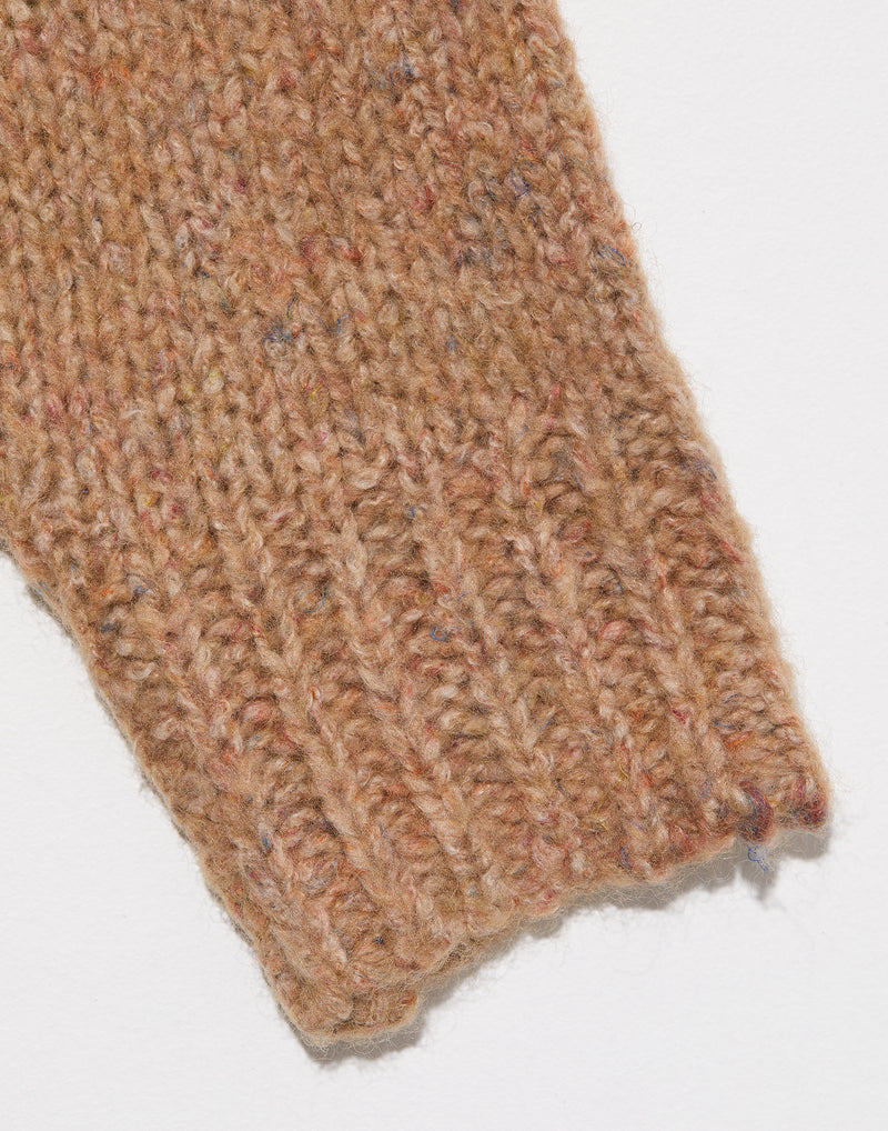 Beige Wool Blend V Neck Cardigan