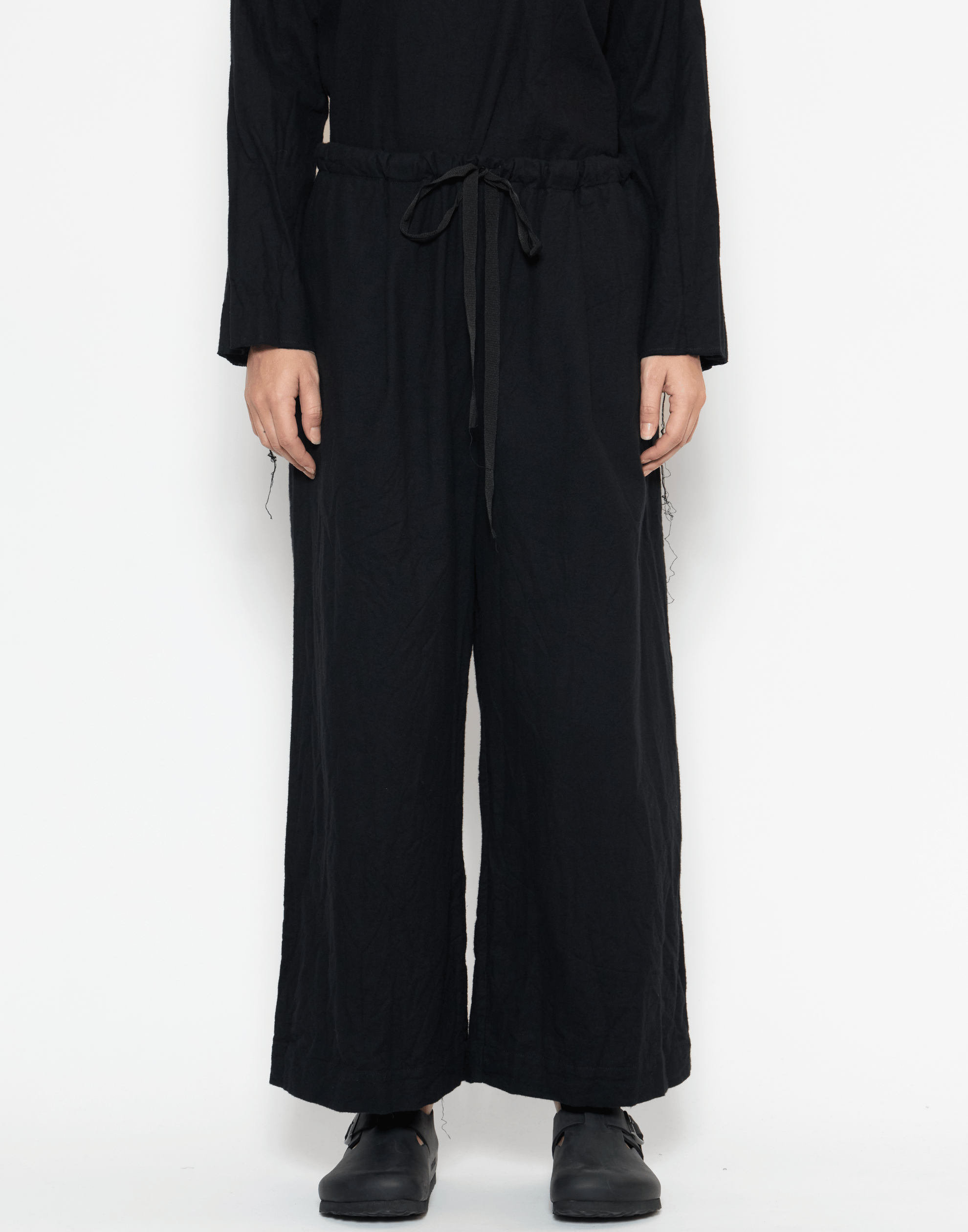 Black Cotton Flannel Pants