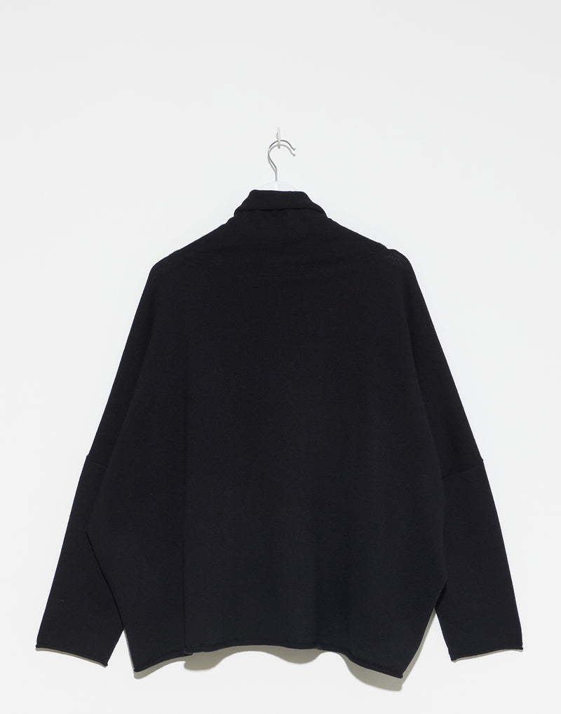 Black Wool Cowl Neck Pullover