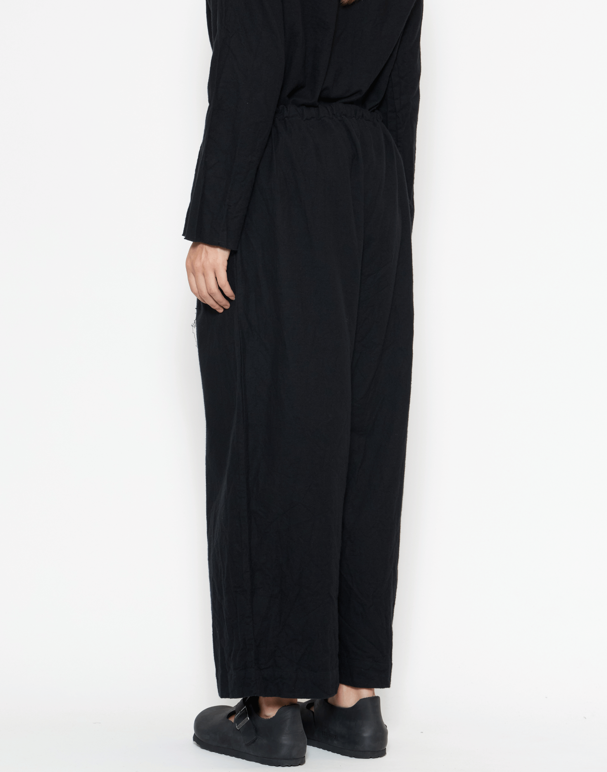 Black Cotton Flannel Pants