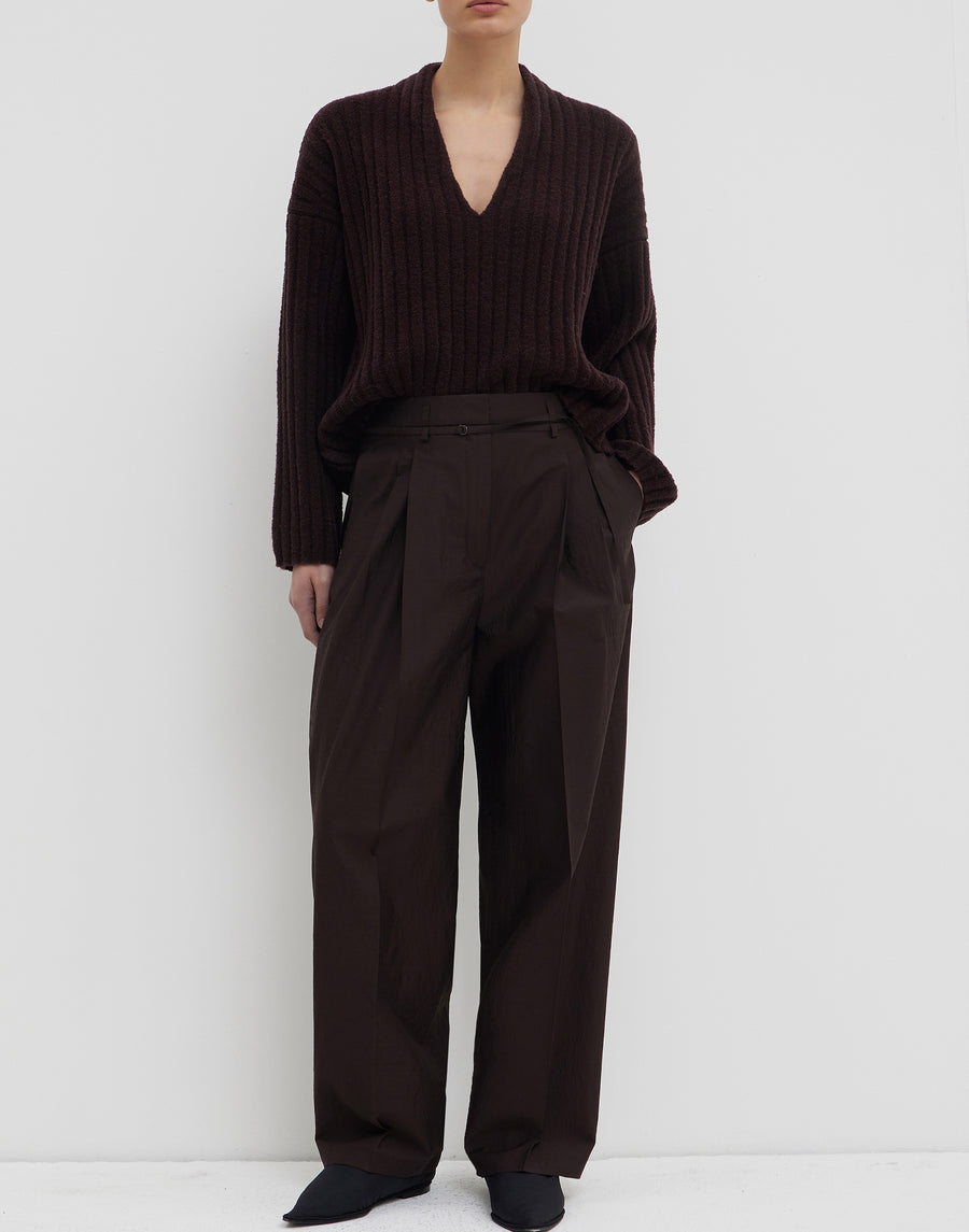 Cherry Wood Wool Blend Pina Pleated Trousers