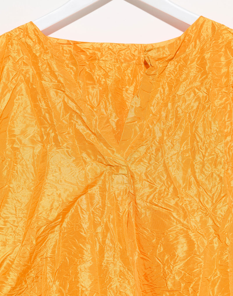 Yellow Silk Spicchi Collo Lavato Dress