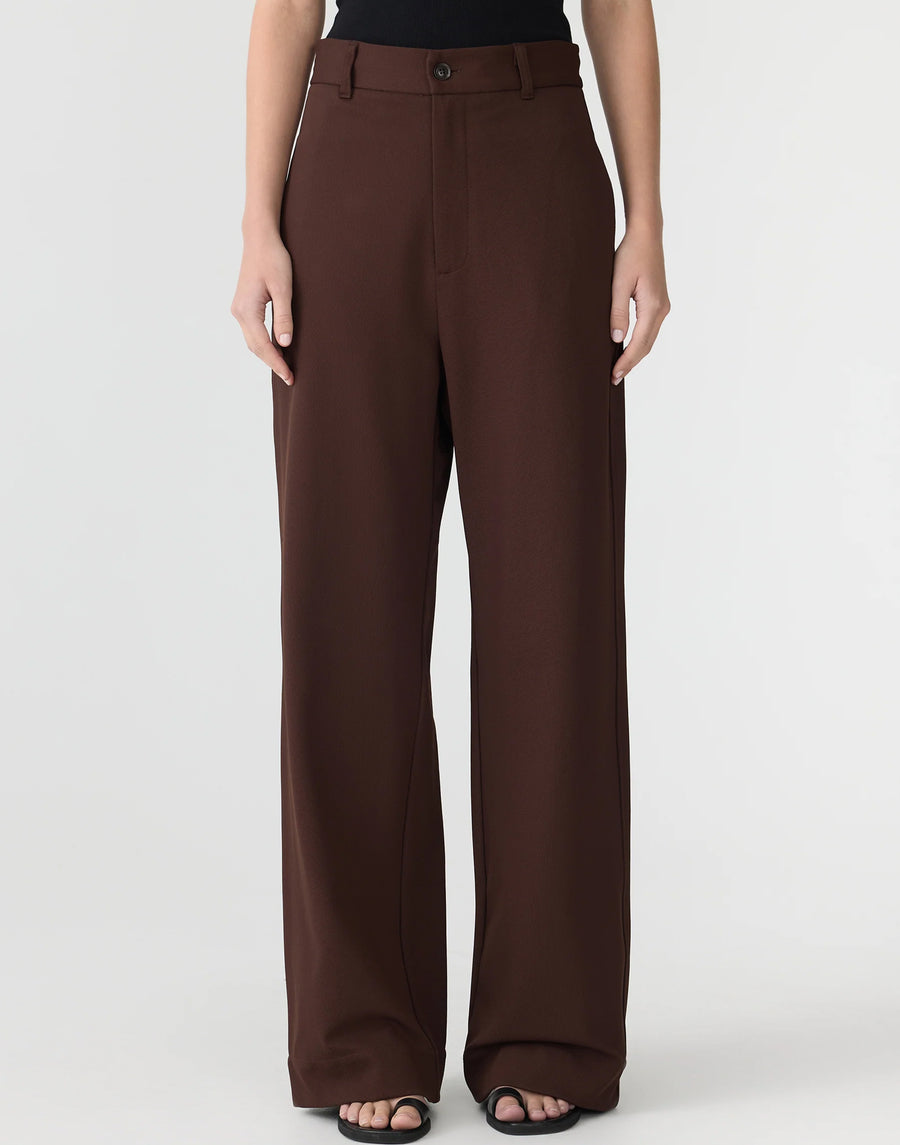 Carob Stretch Twill Tailored Pants