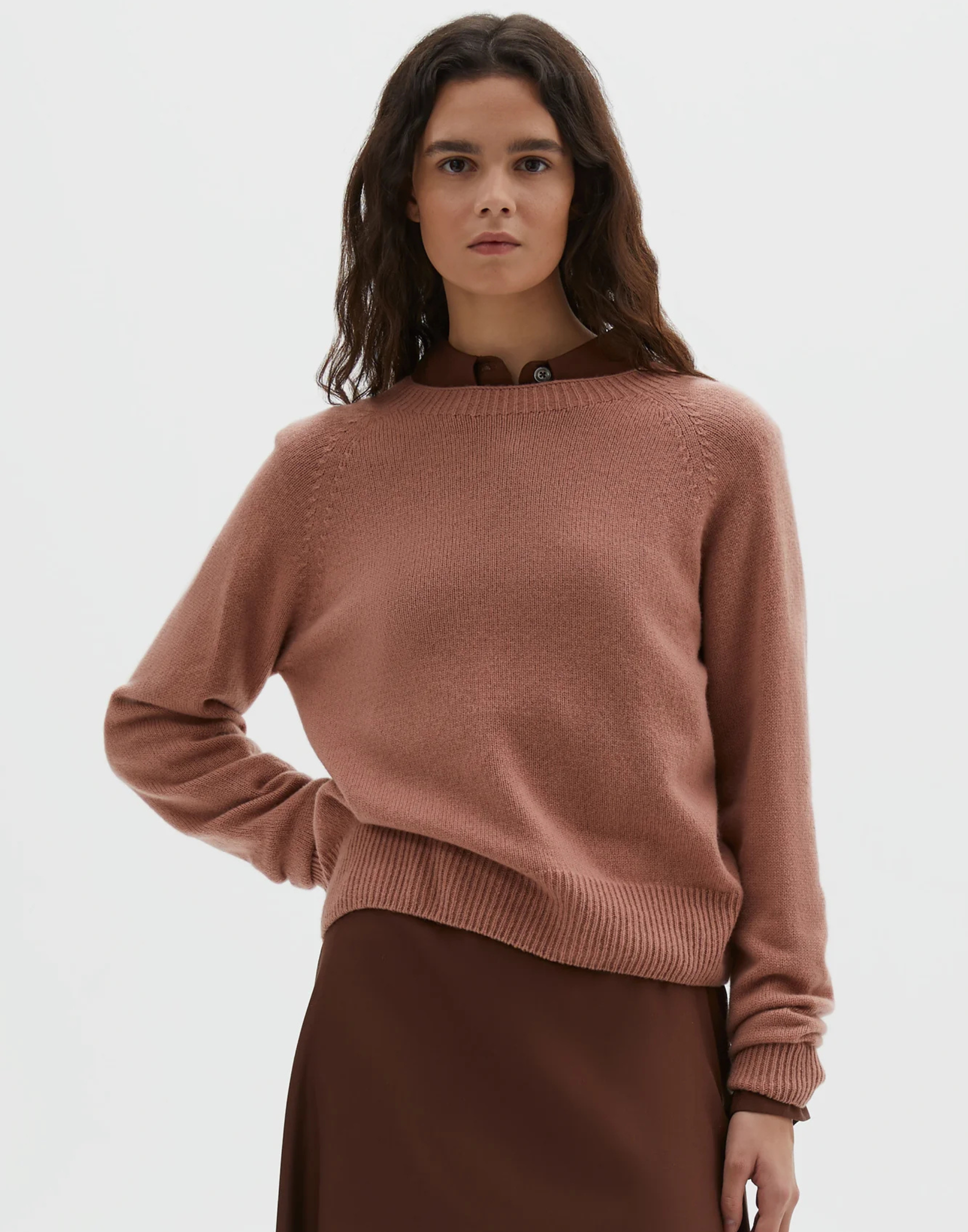 Rose Cashmere & Wool Classic Crew Pullover