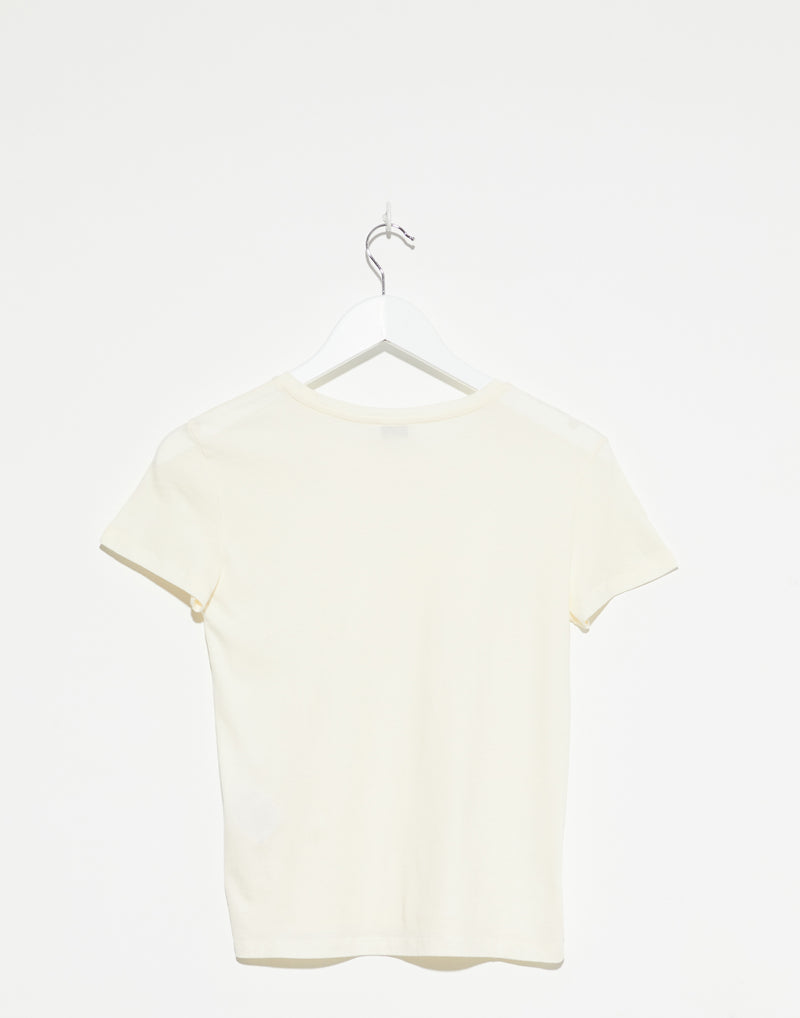 Ecru Cotton Basic T-Shirt