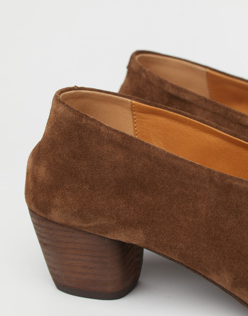 Chocolate Suede Leather Coltello Heels