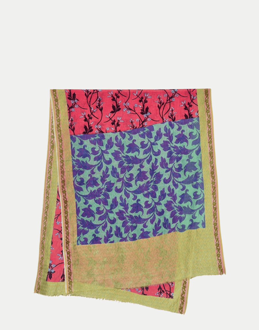 Fuchsia Floral Cotton & Silk Scarf