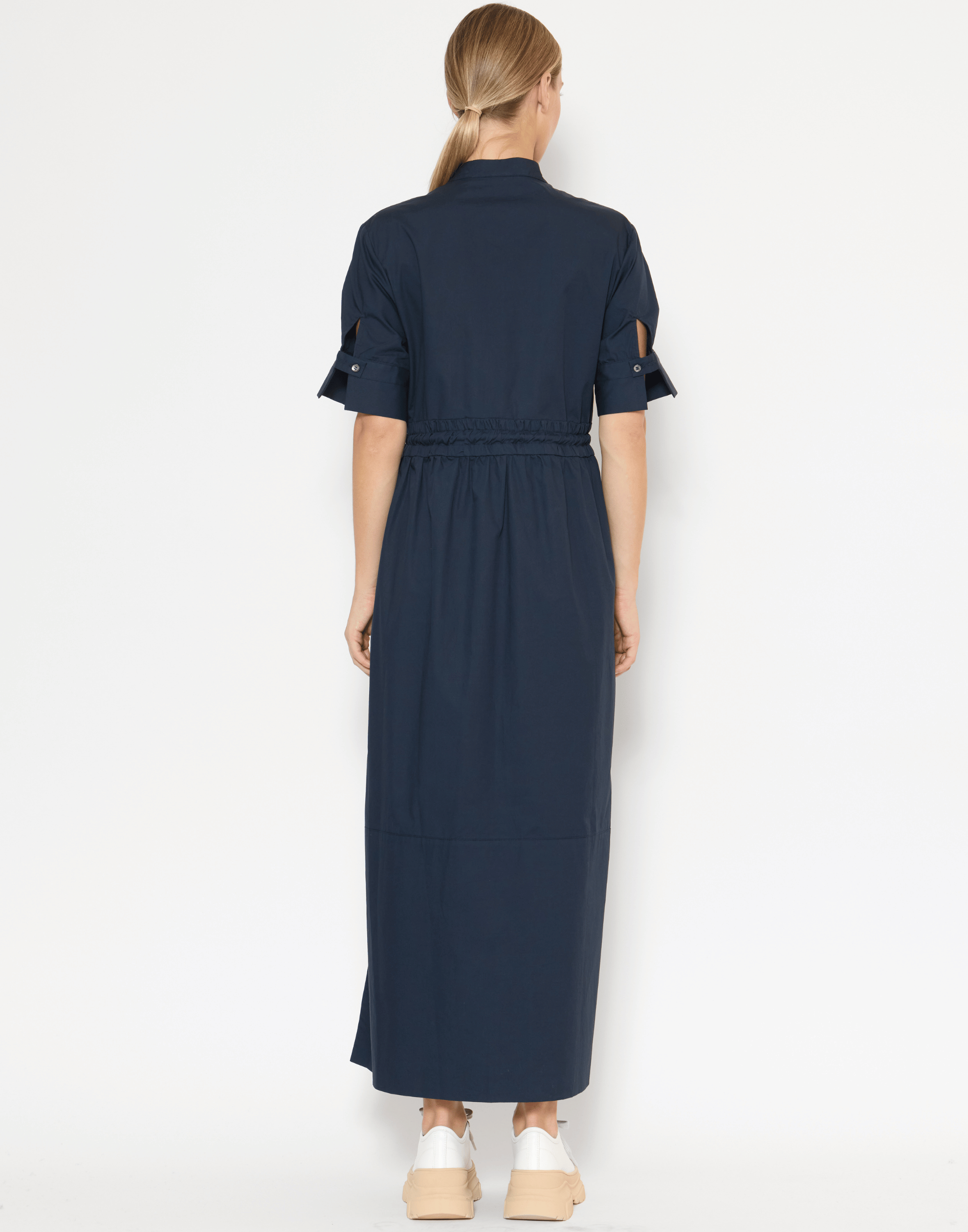 Navy Cotton Poplin Yolanda Dress