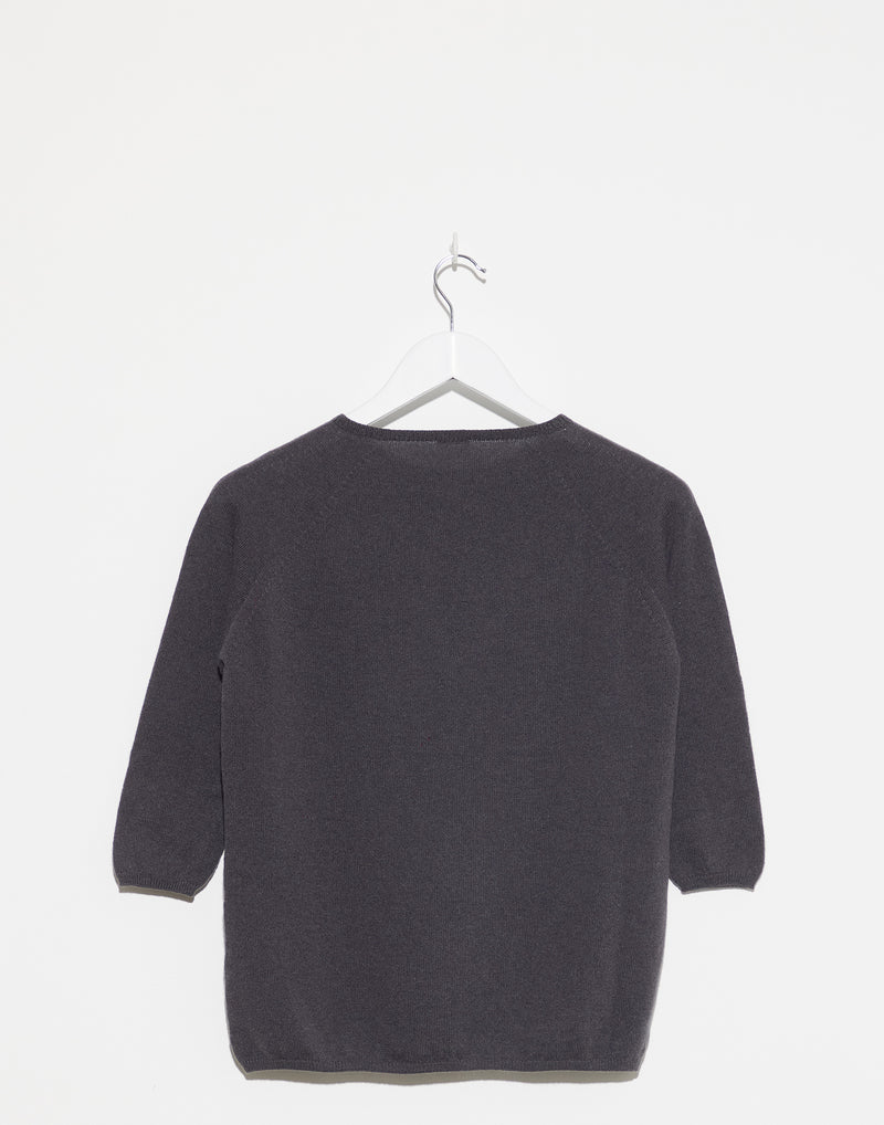 Dark Grey Cashmere ¾ Sleeve Pullover