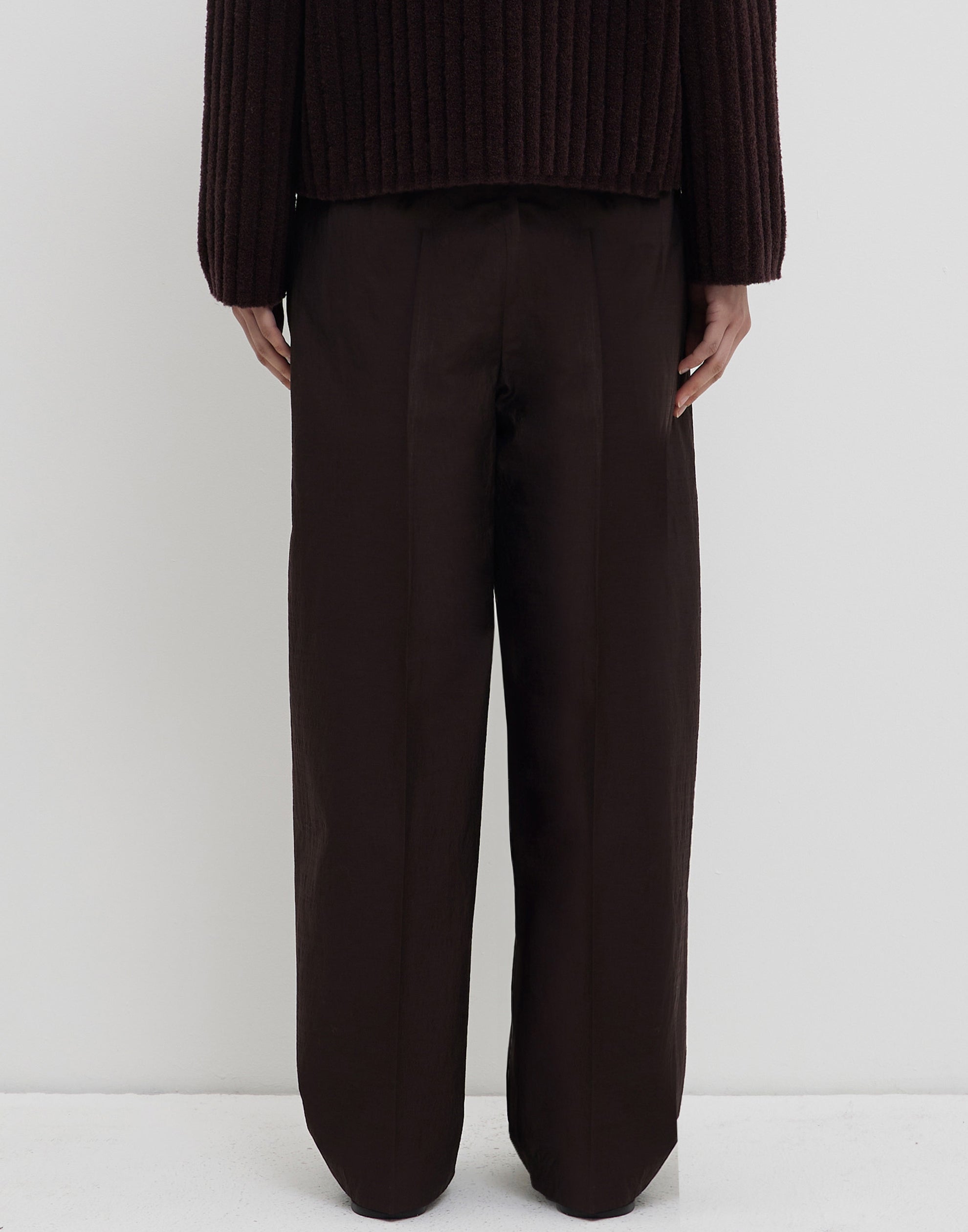 Cherry Wood Wool Blend Pina Pleated Trousers