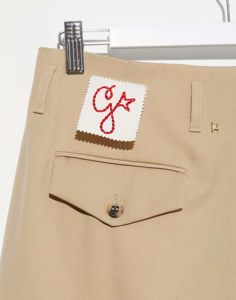 Sand Wool Gabardine Pants