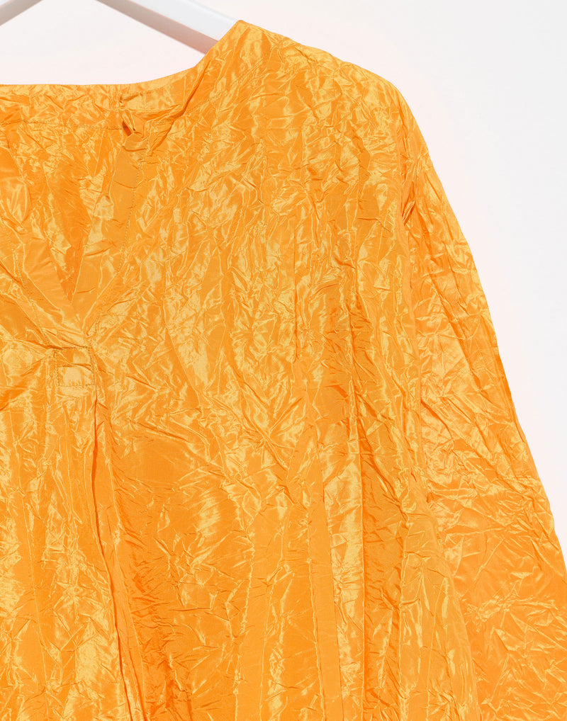 Yellow Silk Spicchi Collo Lavato Dress