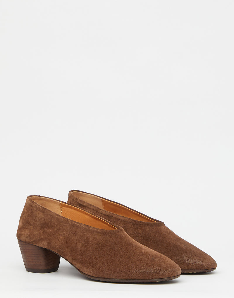 Chocolate Suede Leather Coltello Heels