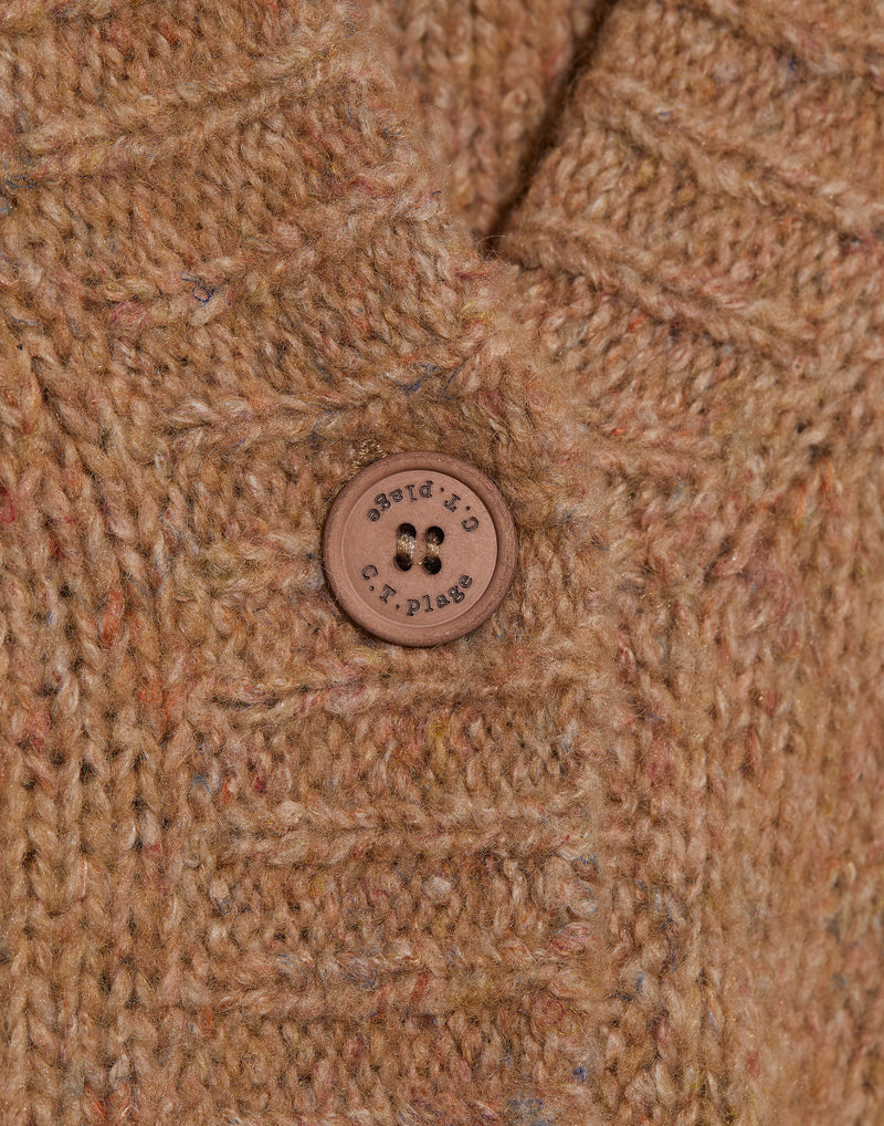 Beige Wool Blend V Neck Cardigan