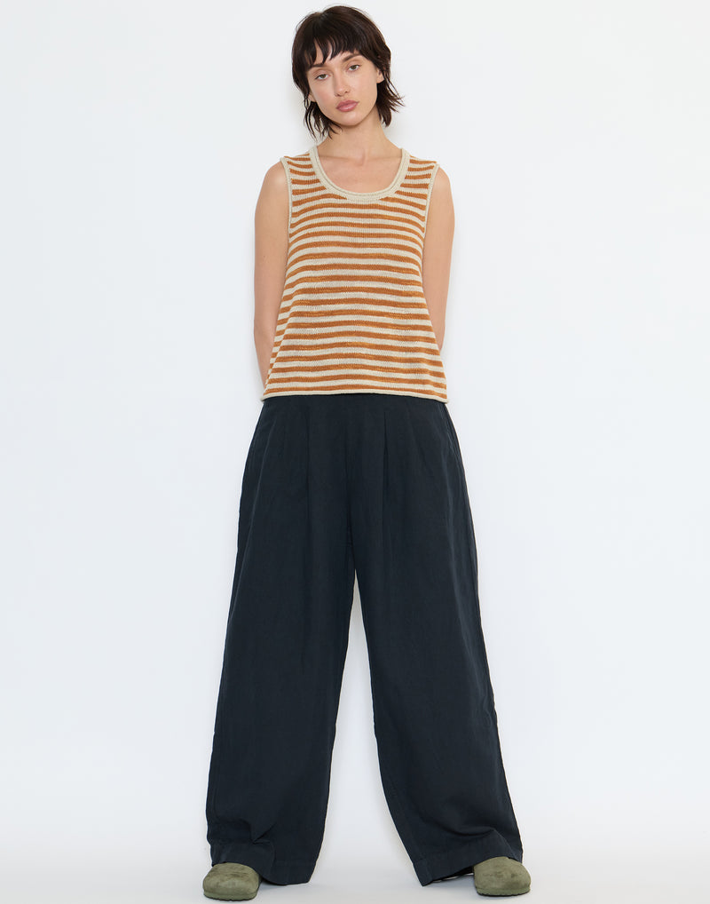 Slate Navy Cotton & Linen Corinne Trousers