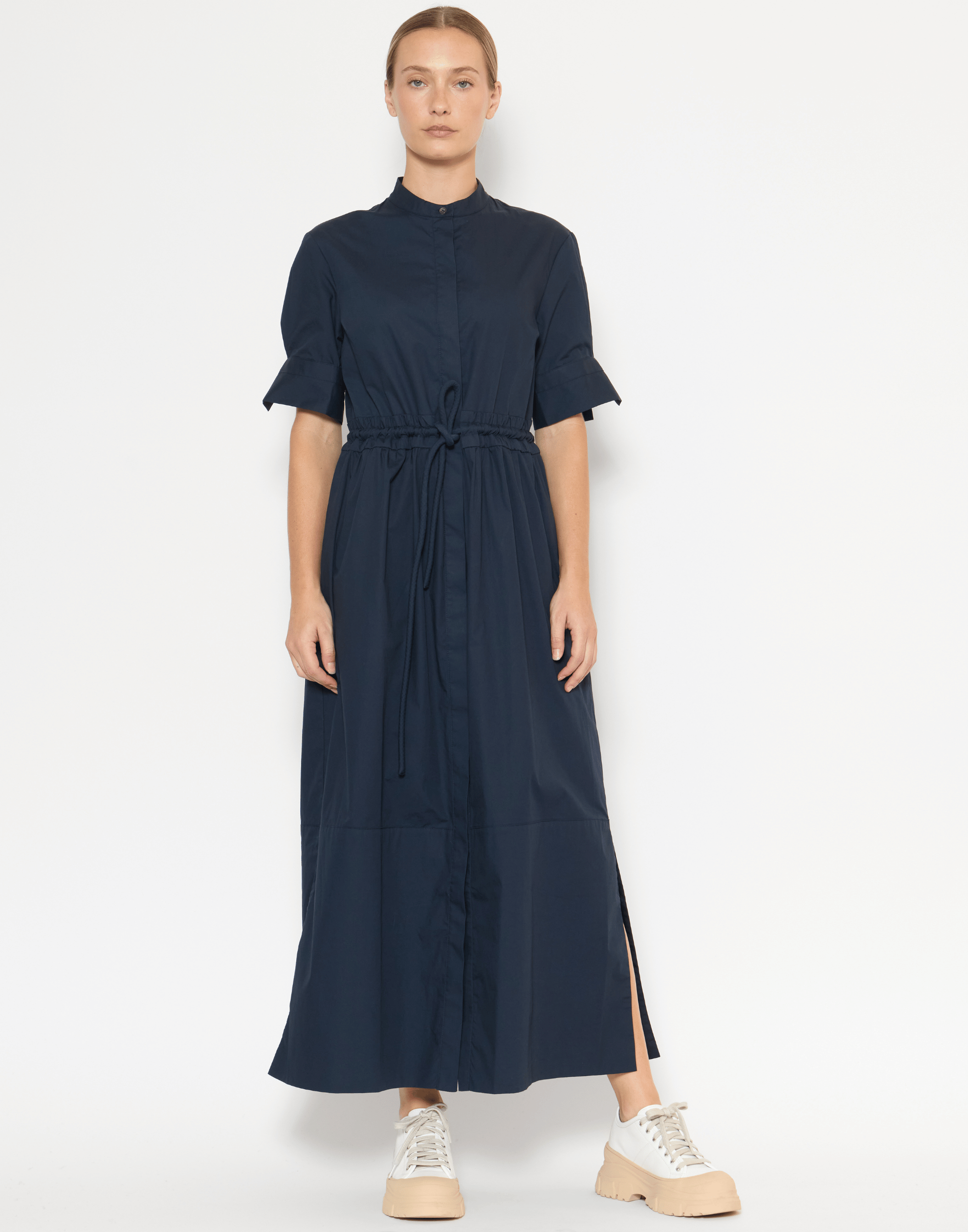 Navy Cotton Poplin Yolanda Dress