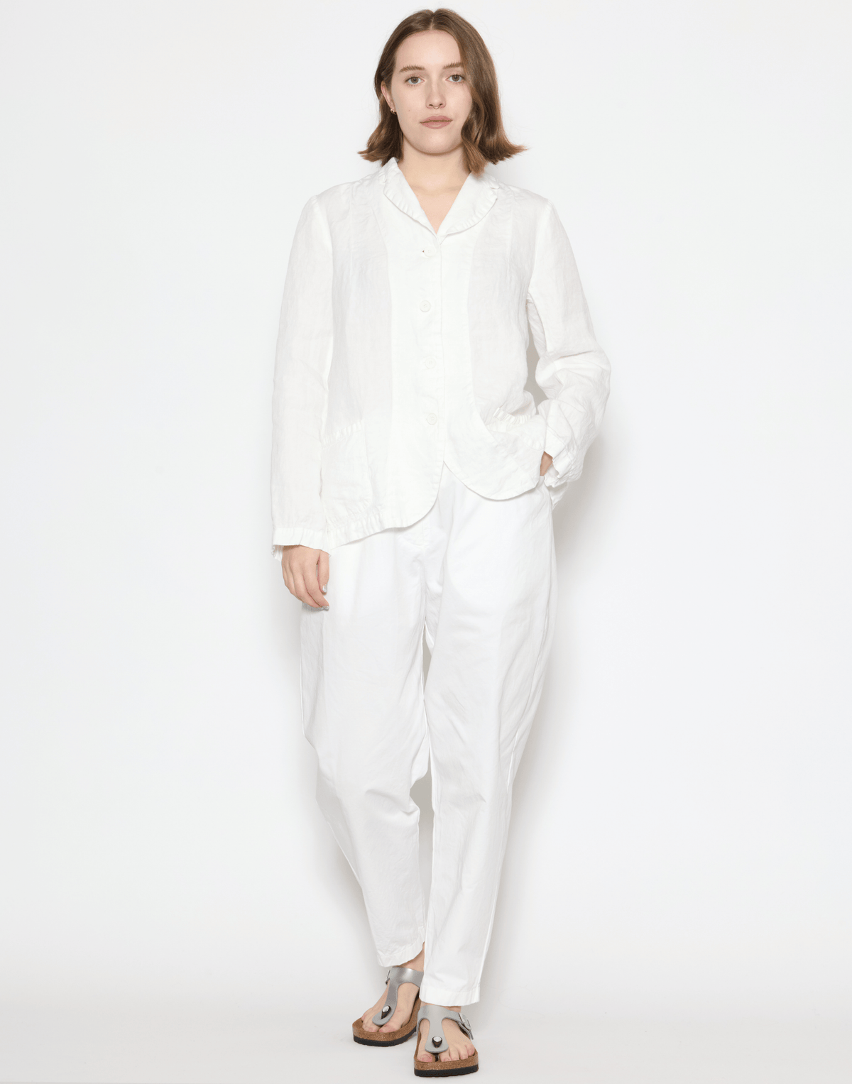 Optic White Linen Denim Lijian Jacket