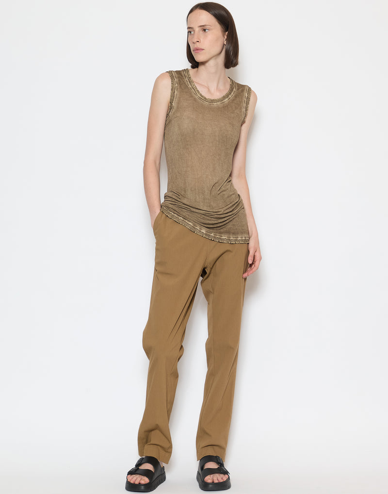 Camel Viscose & Wool Blend Stretch Pants