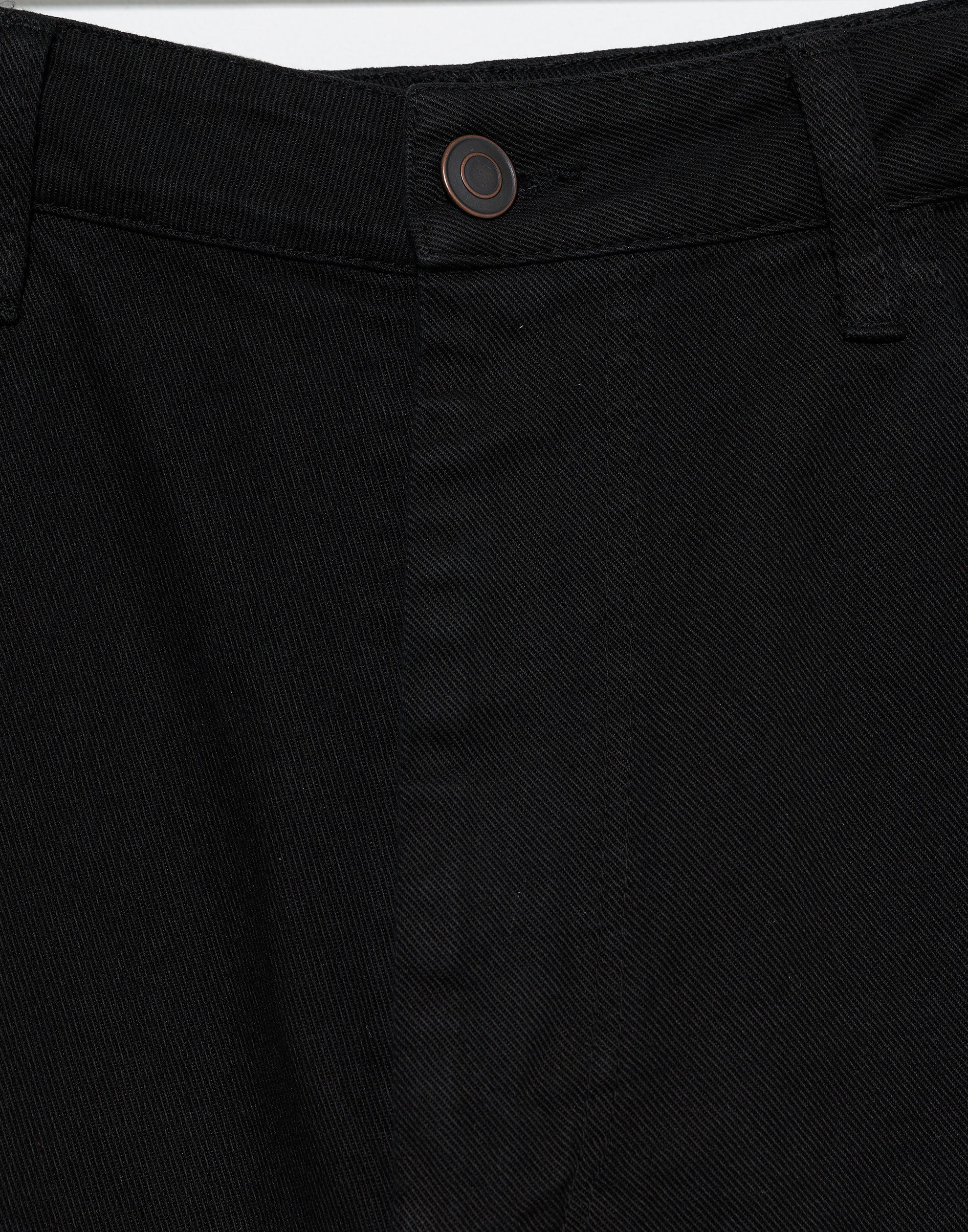 Black Cotton Twill Barrel Leg Pants