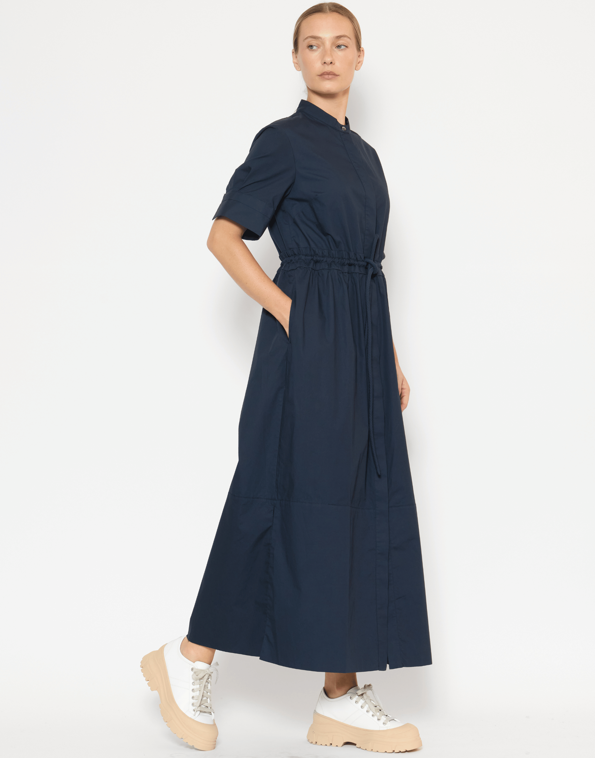 Navy Cotton Poplin Yolanda Dress