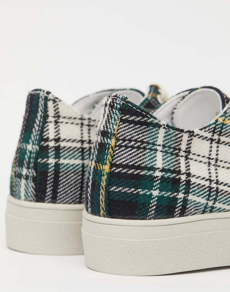 Green Tartan Wool Folk Sneakers