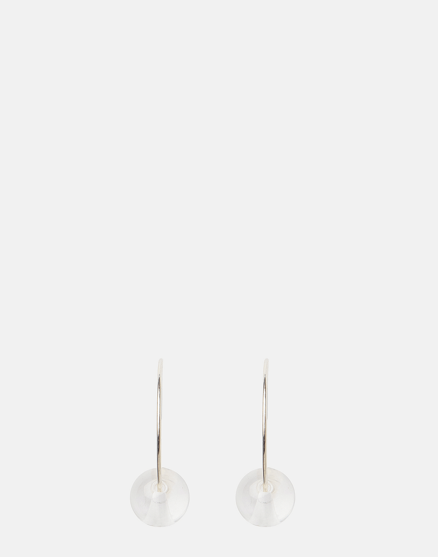 Crystal Quartz & Silver Tahoe Hoop Earrings