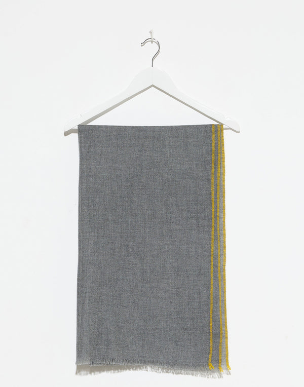 Grey Cashmere Contrast Shawl