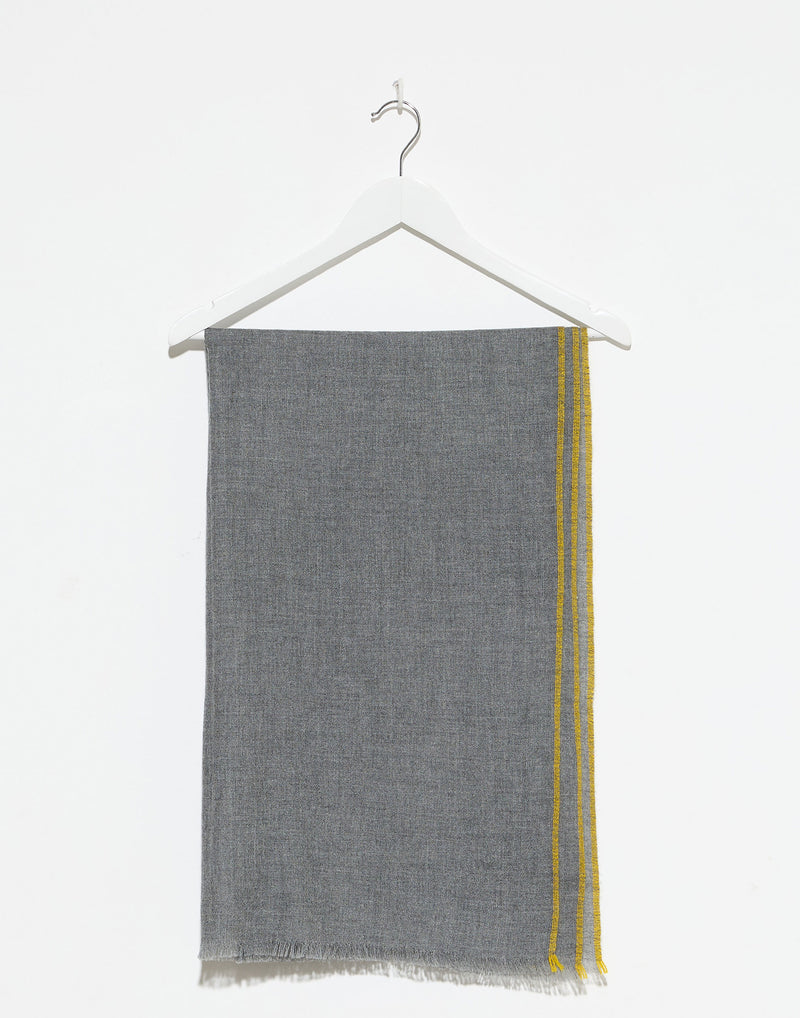 Grey Cashmere Contrast Shawl