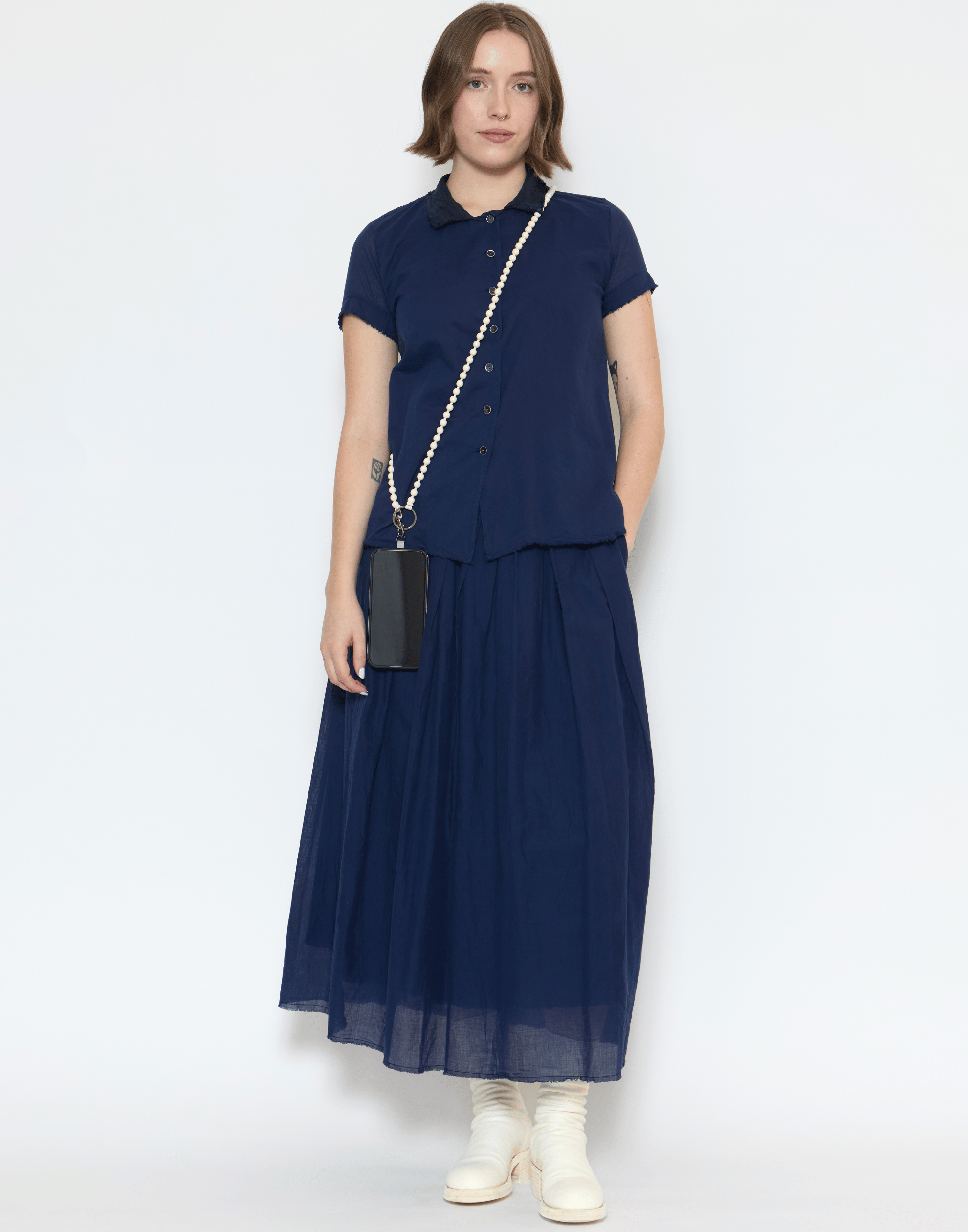 Ink Blue Cotton Voile Joyce Skirt