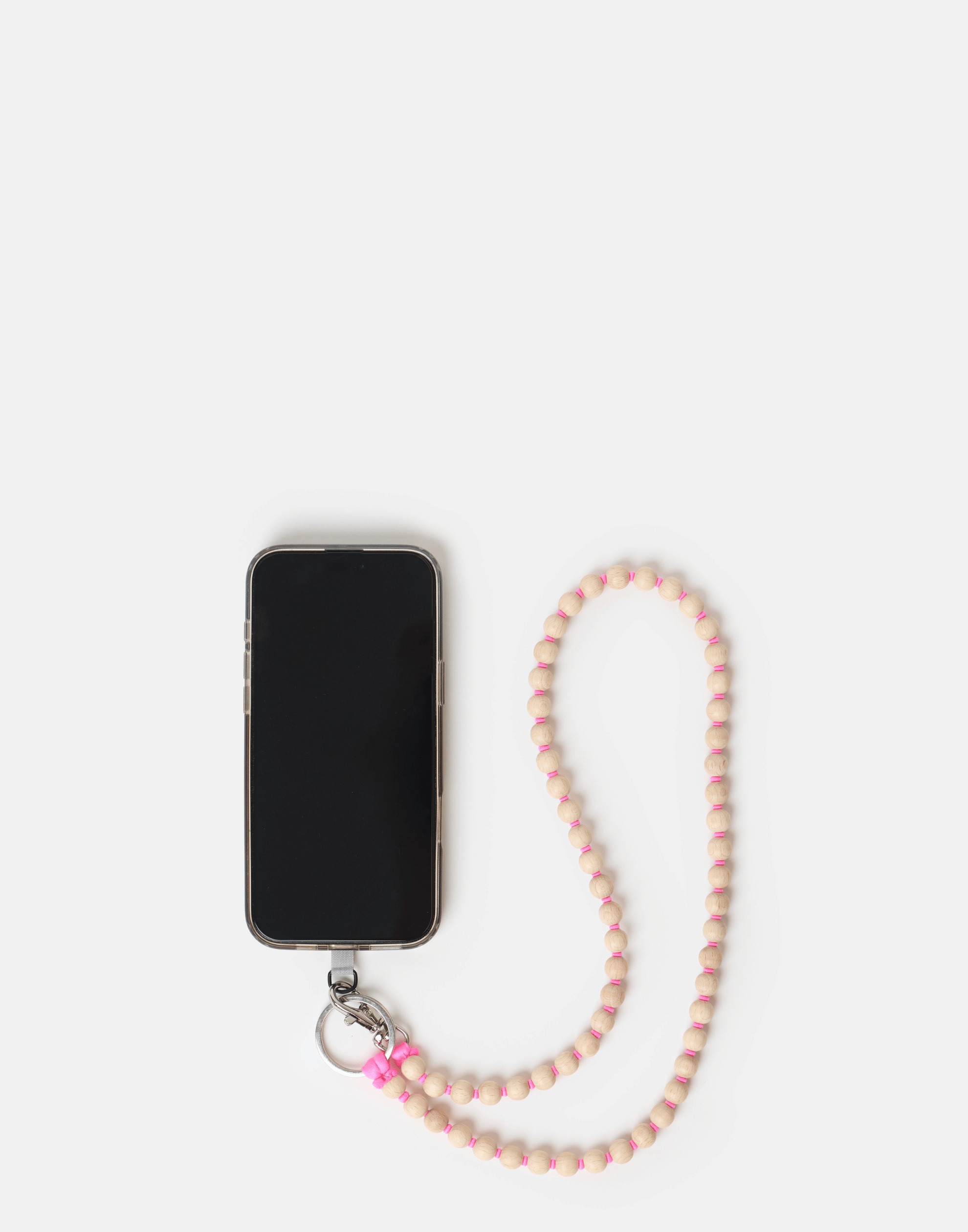 Natural & Pink Perlen Long Key Chain