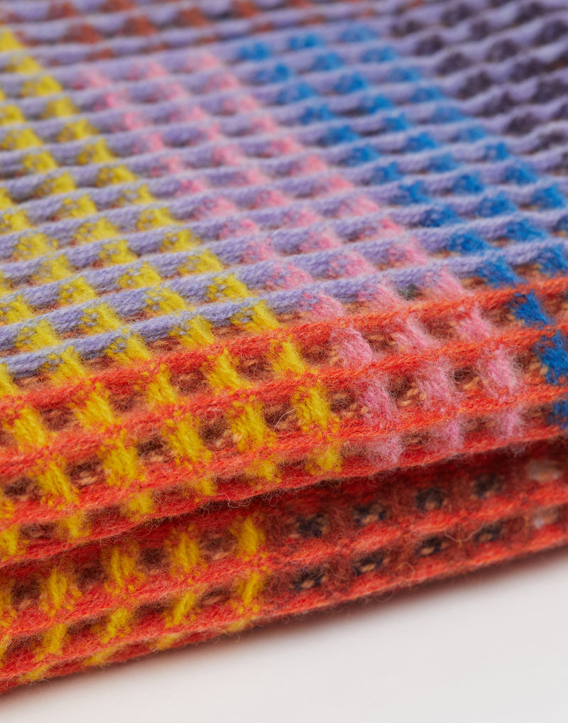Small Multicolour Wool Edith Honeycomb Throw