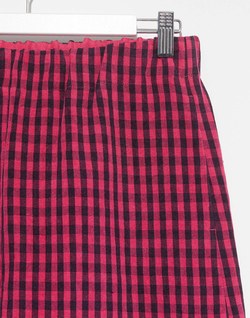 Raspberry & Aubergine Vichy Check Linen Pants