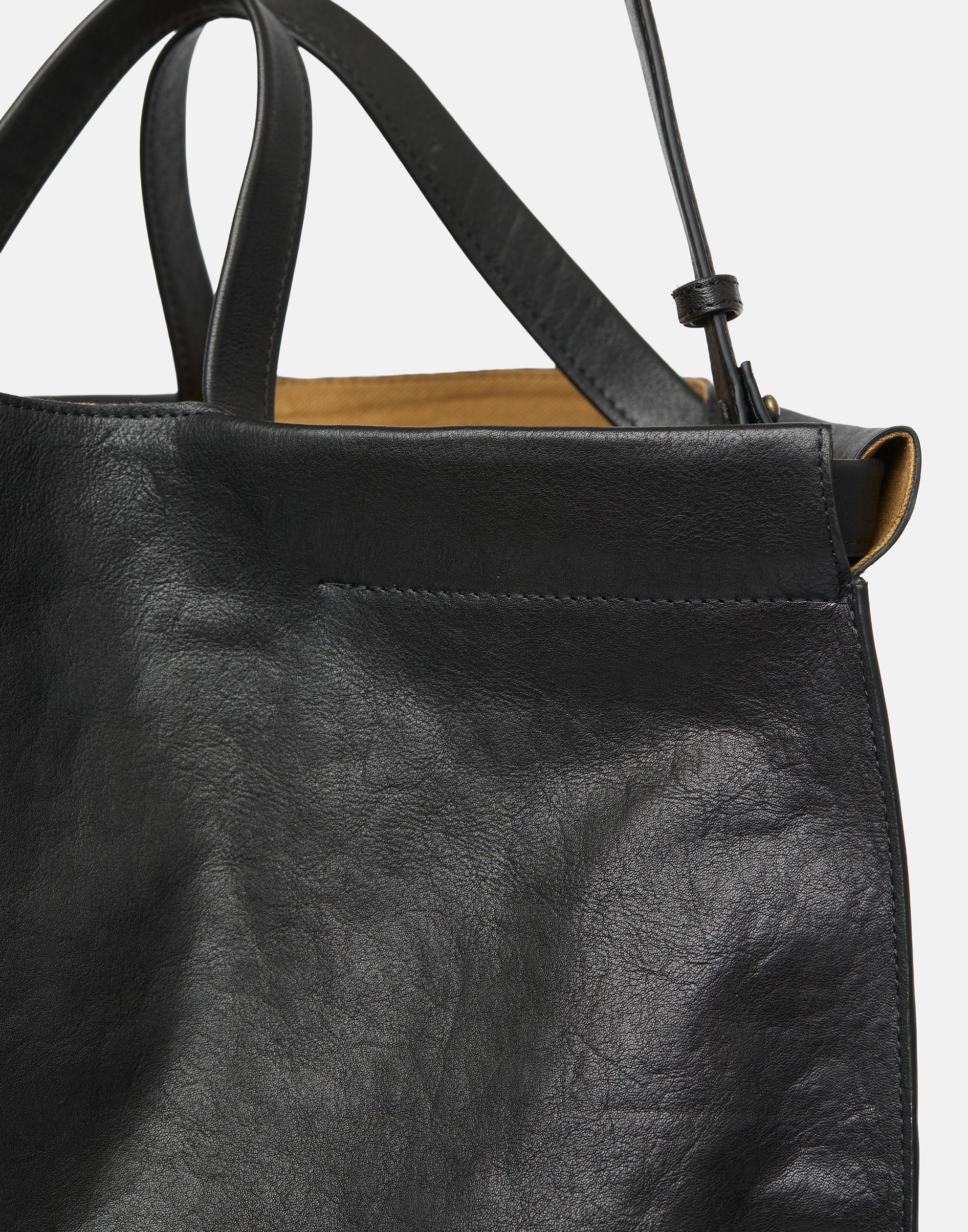 Black Leather Large Shopper Bag